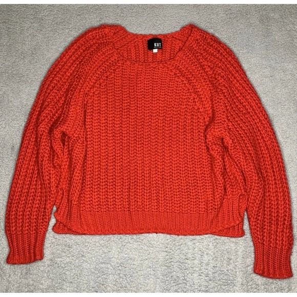 Kut from the Kloth Sweaters - KUT From The Kloth Paige Sweater XL‎ Cherry Red Wool Blend Oversized Chunky Knit